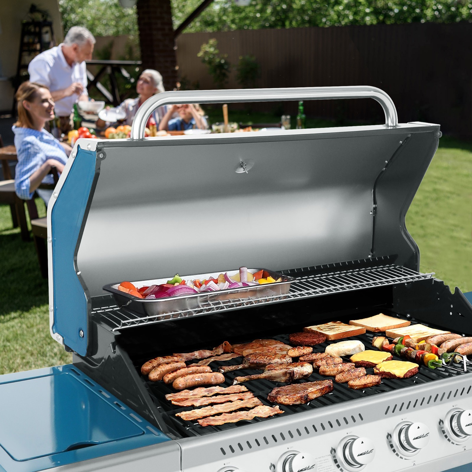 Royal Gourmet GA6402B 6-Burner BBQ Liquid Propane Gas Grill, 74,000 BTU, Blue