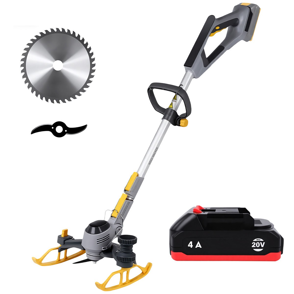 20V Brushless Brush Cutter Cordless Weed Trimmer w/ LCD＆4.0Ah Battery＆Blades