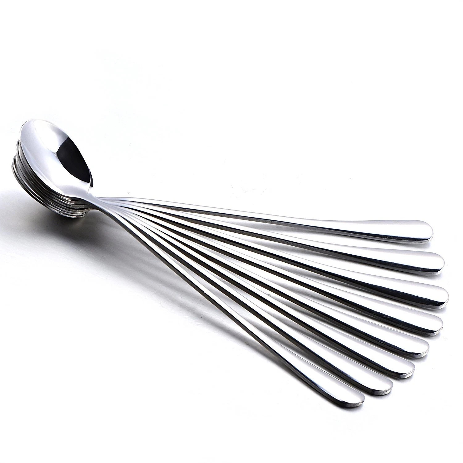 6 Pack 7.5in Stainless Steel Long Handle Mixing Spoons Iced Tea Coffee Dessert