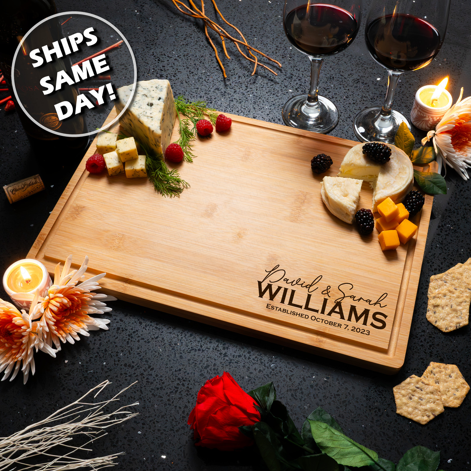 Custom Engrave Personalized Cutting Board | Wedding Engagement Housewarming Gift