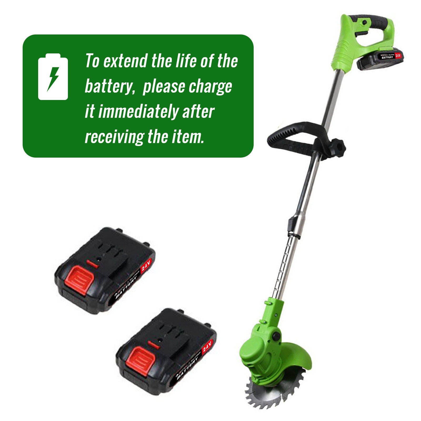 Electric Cordless Grass String Trimmer Lawn Edger Weed Wacker Cutter w/ Battery
