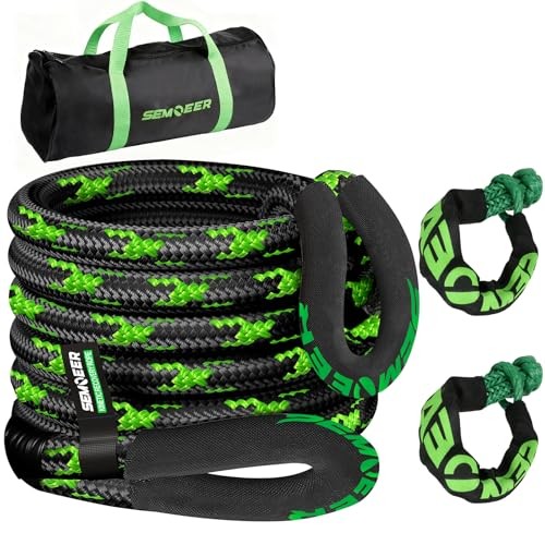 Kinetic Recovery Rope, 1″ x 30ft 48500LBS, Kinetic Rope 30FT Black & Green