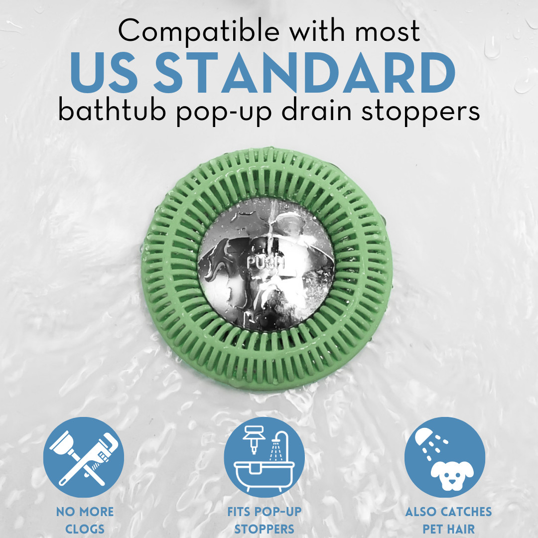 TUBRING The Ultimate Tub Drain Protector/Hair Catcher/Strainer/Snare, Sage Green