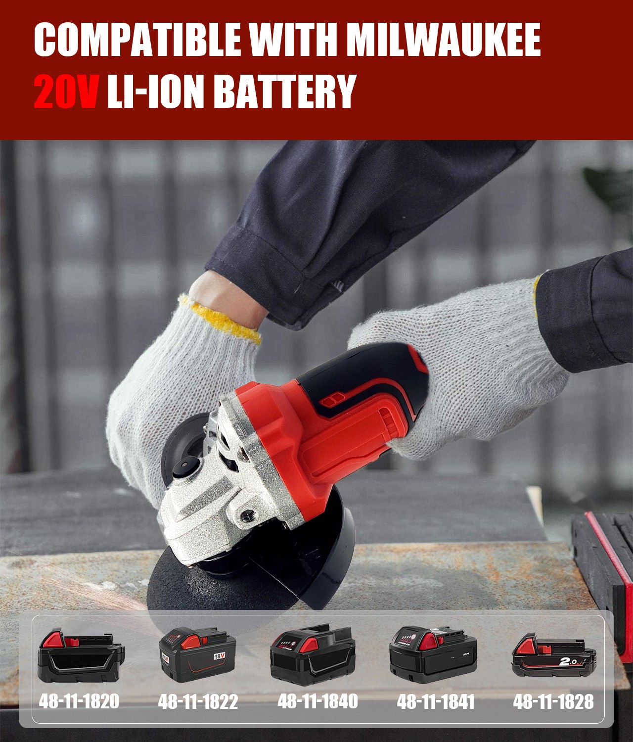 Cordless Angle Grinder for Milwaukee 18V Battery, 11000 RPM w/Speeds (Tool Only)
