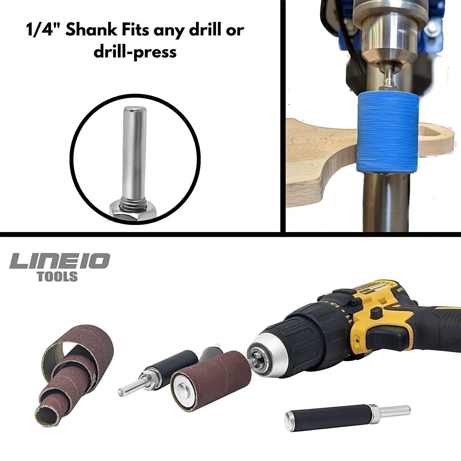 16pc Sanding Drum & Sleeves Set Kit for Drill Press Spindle Sander, 2-inch Long