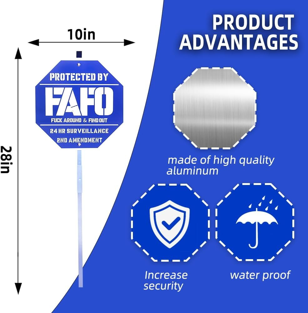 FAFO Security Sign, Funk around and Find Out Sign,Home Security Signs Yard, Funn