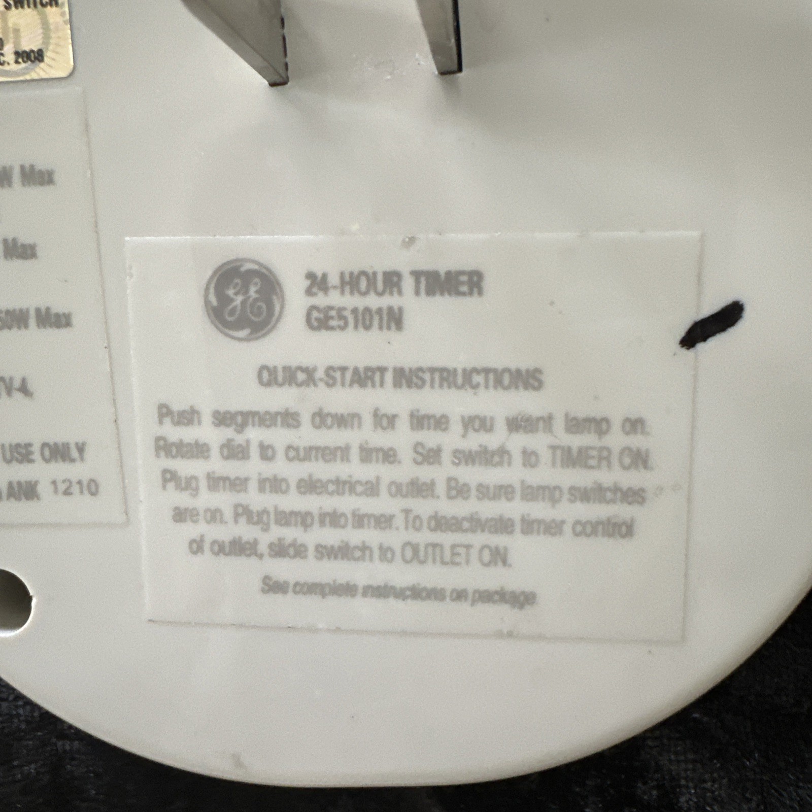 GE – 24 Hour Security Timer Model No. GE510N Power Saver Indoor Use (SM1)