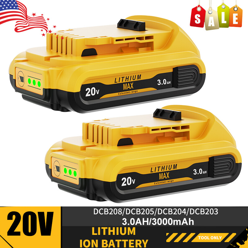 2Pack For DEWALT DCB207 20V 20Volt Max Lithium-Ion Compact Battery DCB203 DCB201