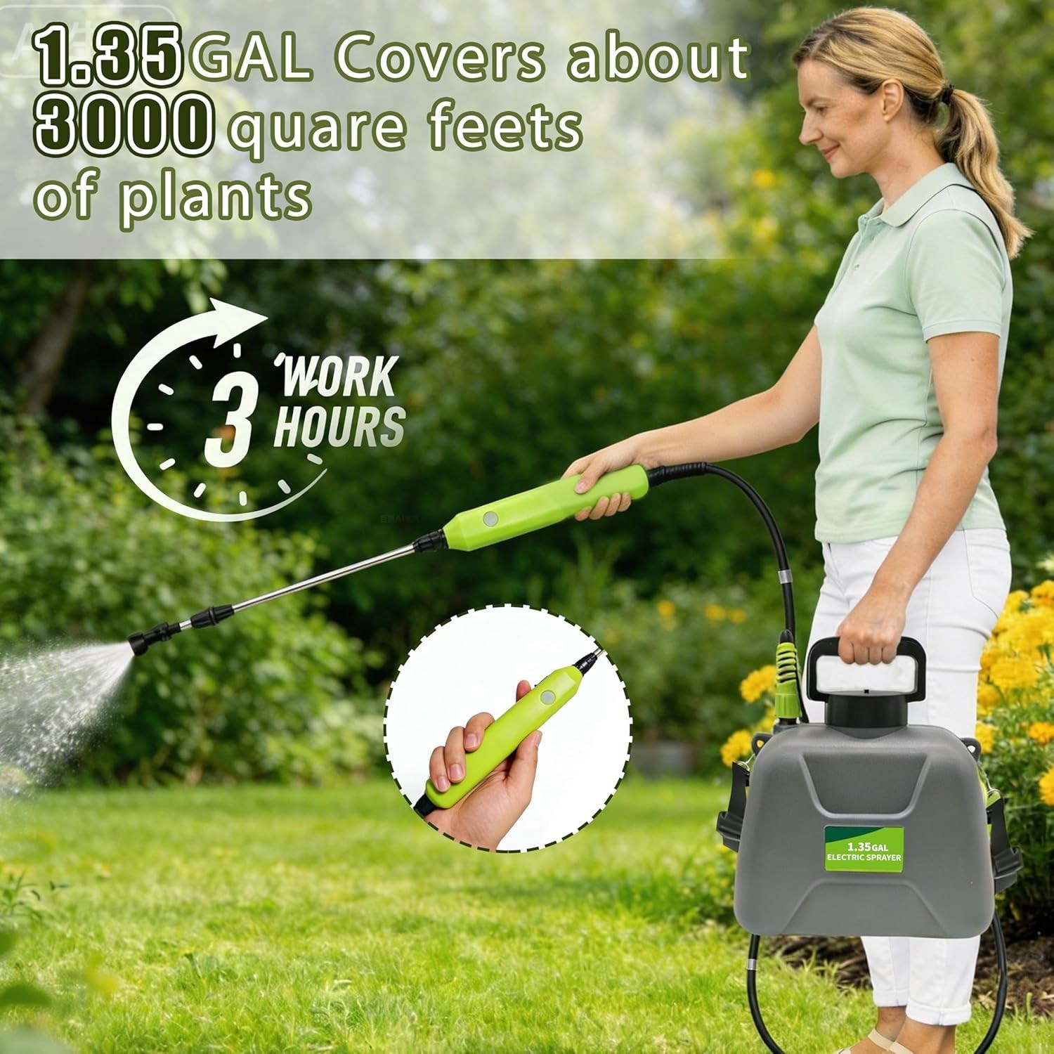 Versatile Battery Powered Garden Sprayer 1.35 Gal – Comfortable & Leak-Free