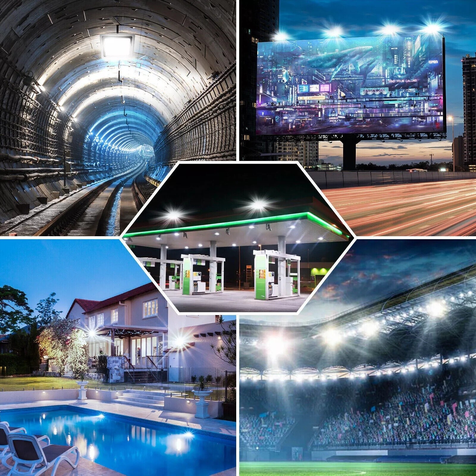Led Stadium Flood Light Outdoor 42000Lm 1500W Equivalent Super Bright Commercial
