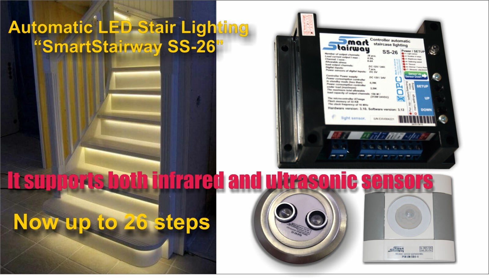 Automatic LED Stairs Lighting system “SmartStairway SS-26”