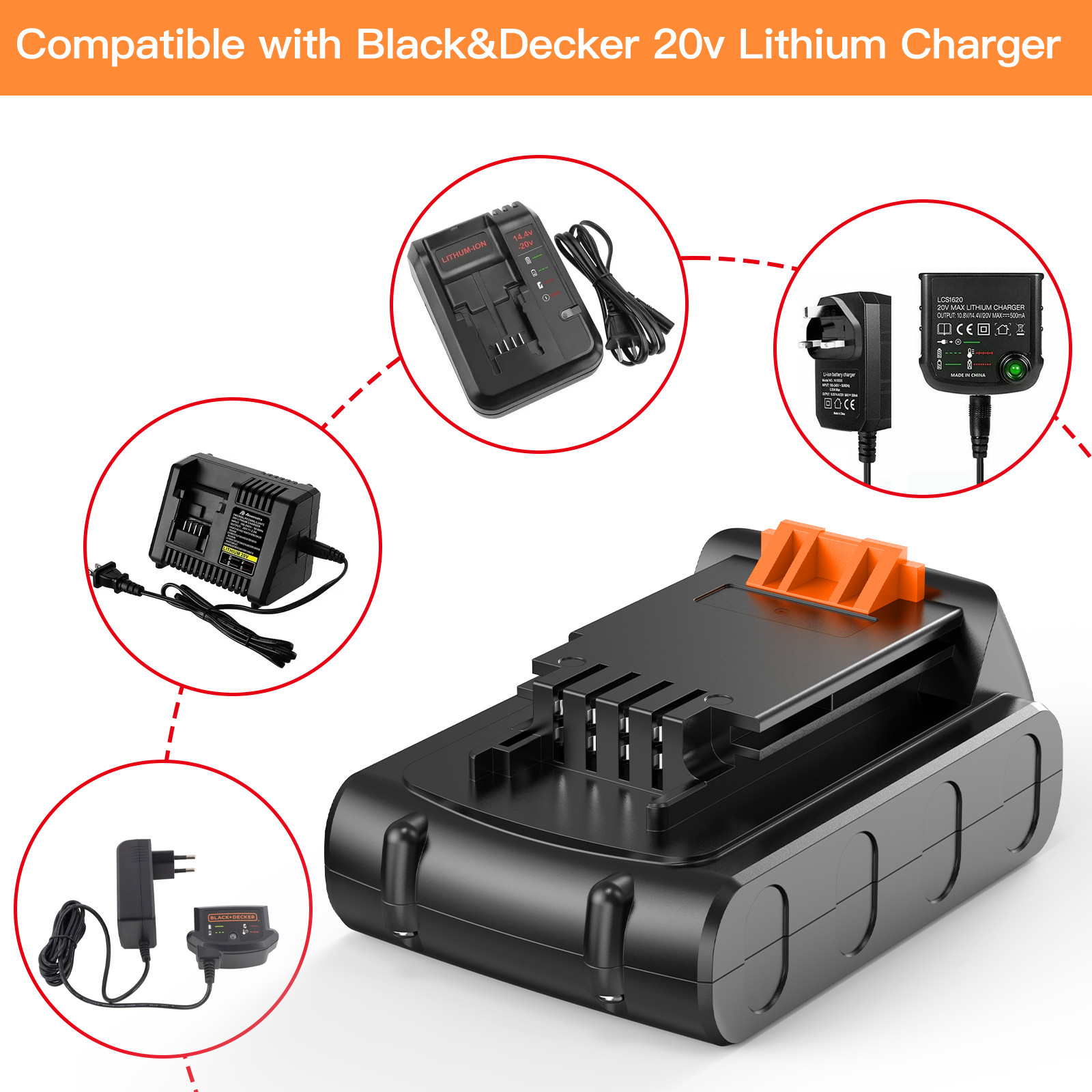 20V 1.5Ah replace For Black and Decker LBXR20 20 Volt MAX Lithium LB20 Battery