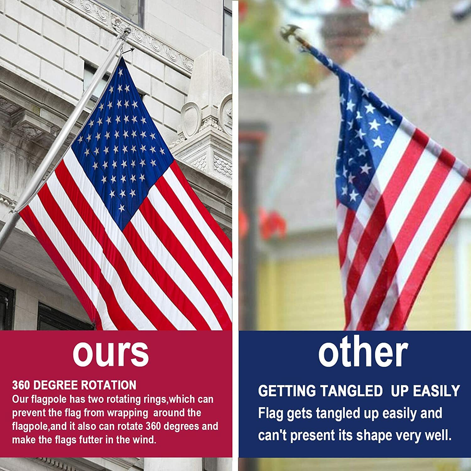 Vedouci 3×5 Flag Kit with Nylon Flag & Aluminum Pole & Metal Base Nylon Flag