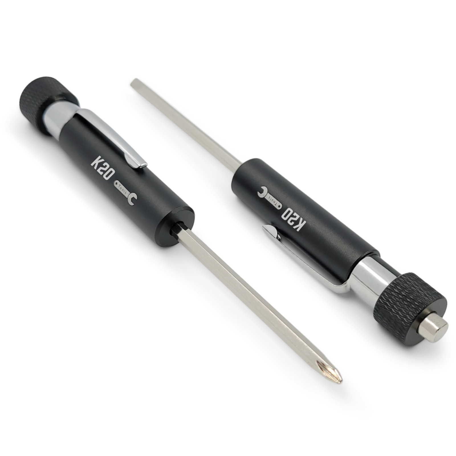 Pocket Screwdriver with Clip and Magnet – Phillips Slotted Flat – K20 TOOL’S