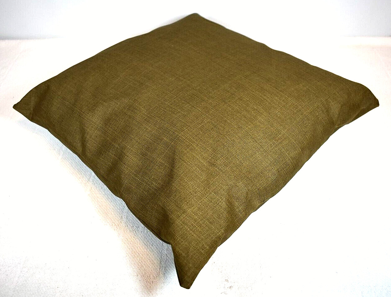 HANDCRAFTED Square Olive Green, Shiny Canvas Decorative Pillows (Set of 2)