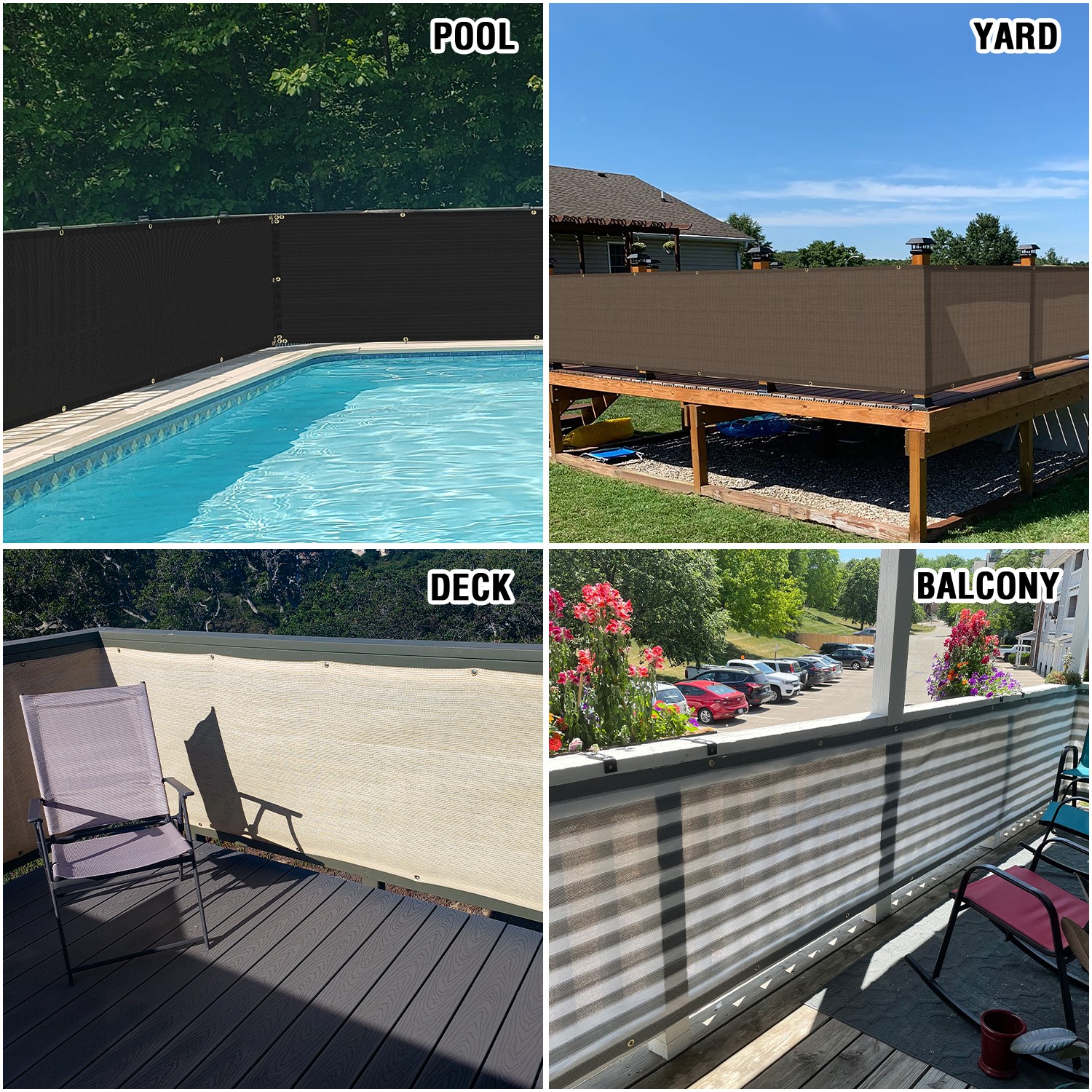 30in Brown Balcony Fence Screen Privacy Fabric Mesh Cover UV Blockage Windshield