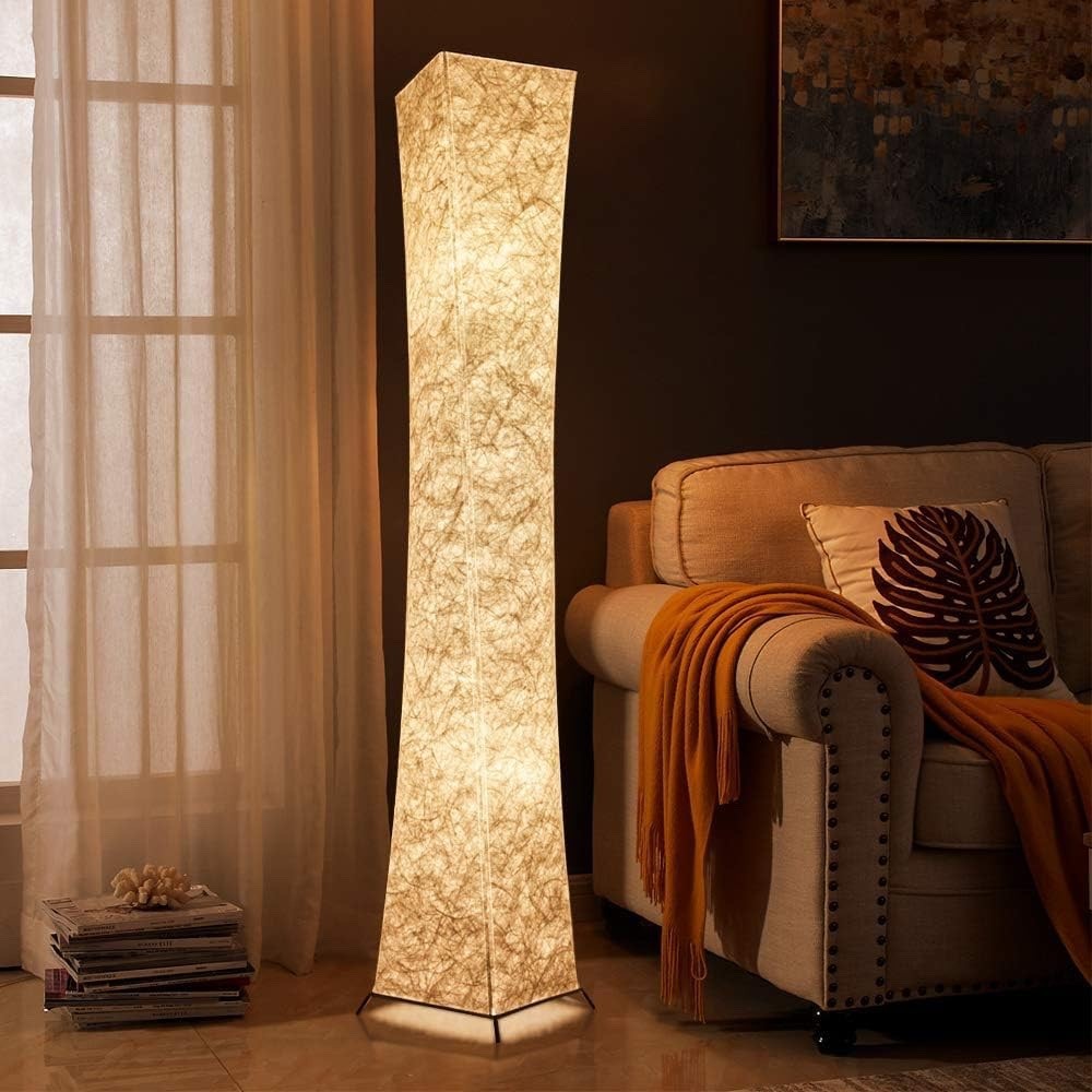 61″ Modern Floor Lamp with Fabric Shade, Standing Lamp for Bedroom Living Room