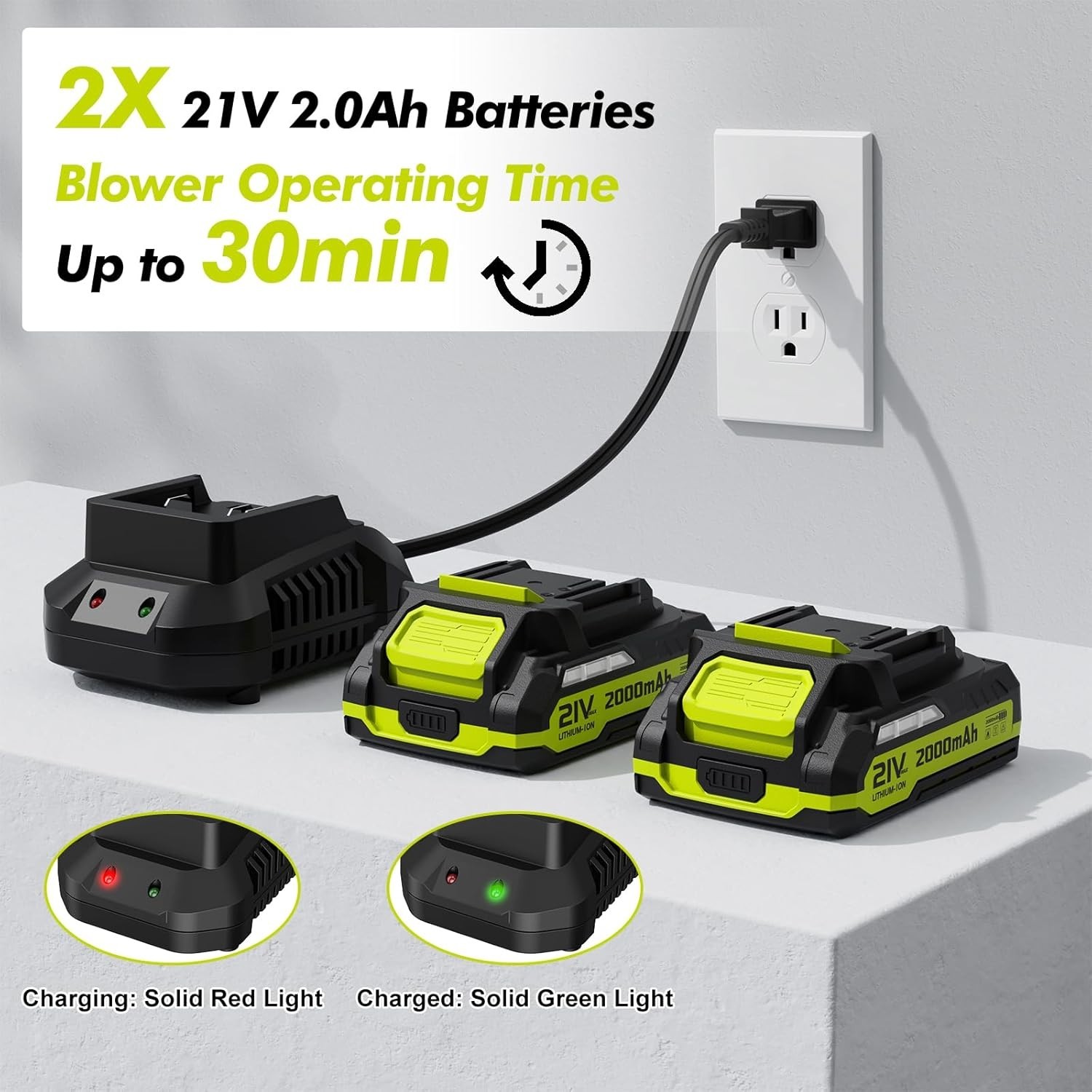 Powerful Rechargeable Leaf Blower, 150MPH Turbo Speed – 2.0Ah Batteries Included