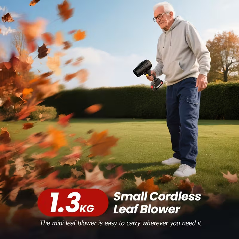 Cordless Leaf Blower Handheld Turbo Fan w/ 2x Batteries, Charger, Nozzle Kit