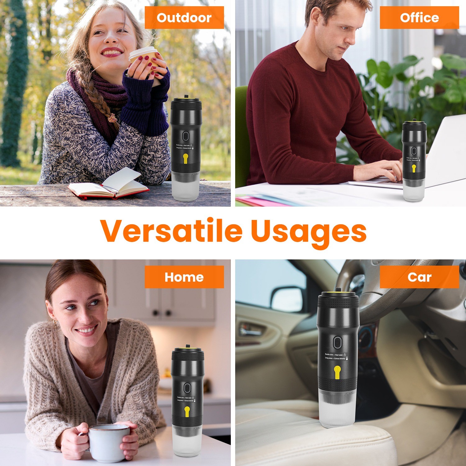 7500mAh Portable Electric Espresso Machine Car Coffee Maker Self-Heating Travel
