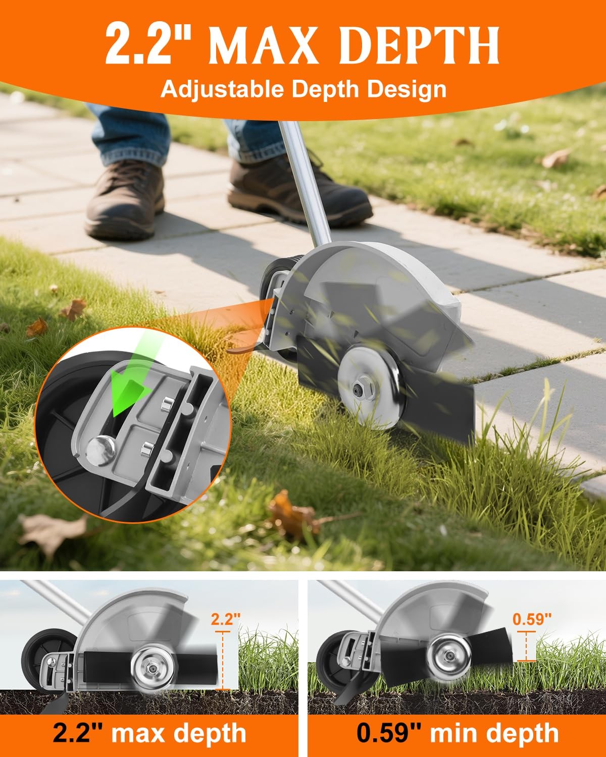 Upgraded Edger Attachment lawn tool 9″ 2T Lawn Edger Universal 2.2″ Depth