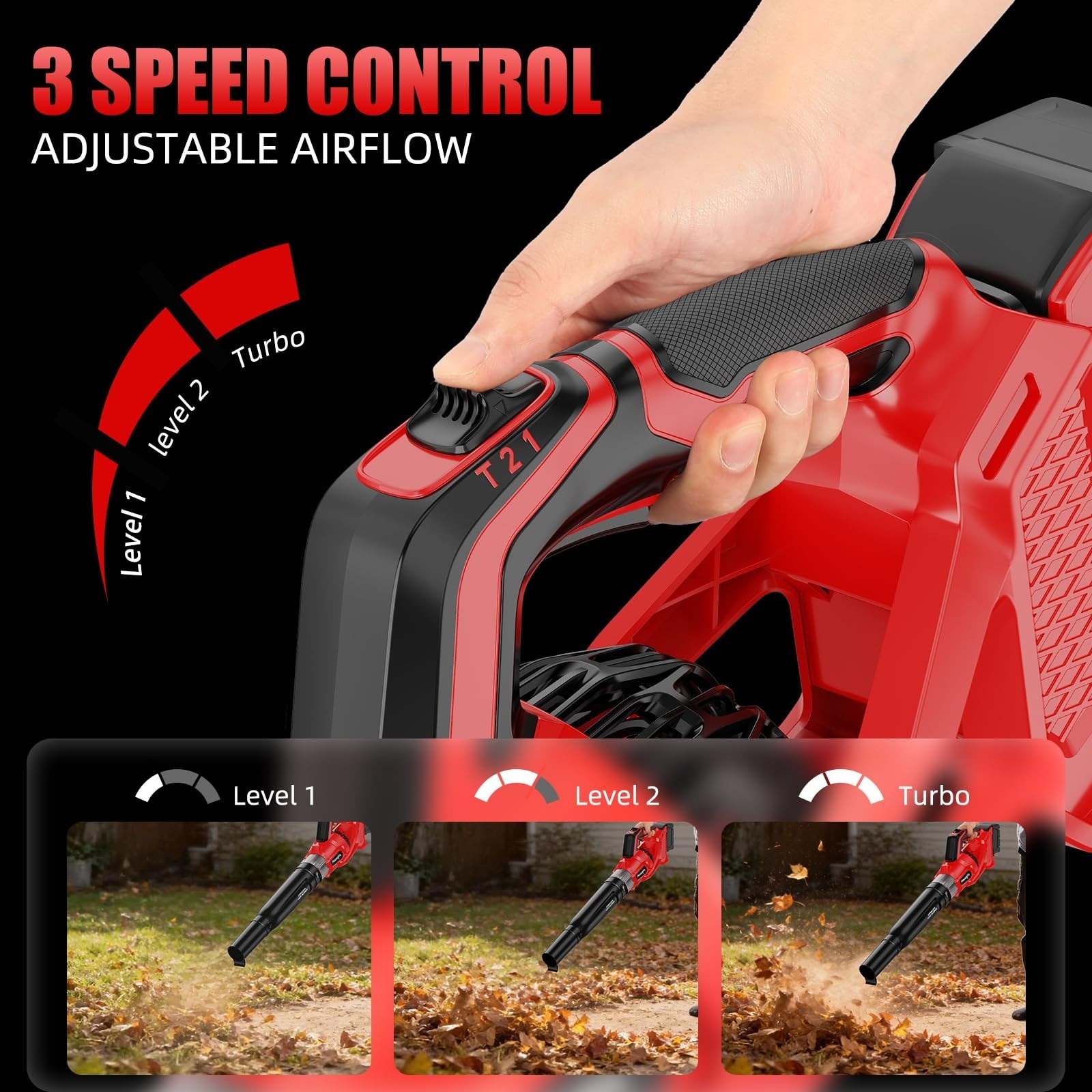Houselife 600 CFM Cordless Leaf Blower, Battery Powered, 150 MPH Turbo