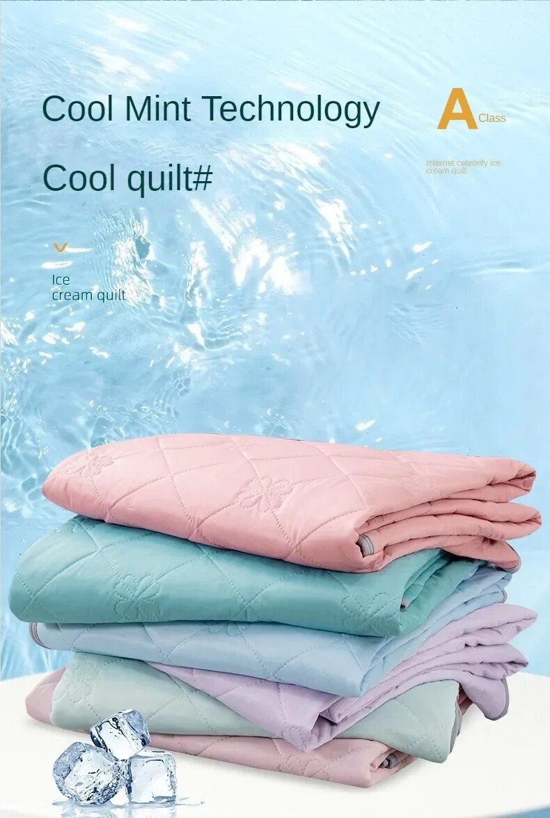 Cooling Quilt Blanket for Hot Sleepers Soft Lightweight Summer Cold Comforter