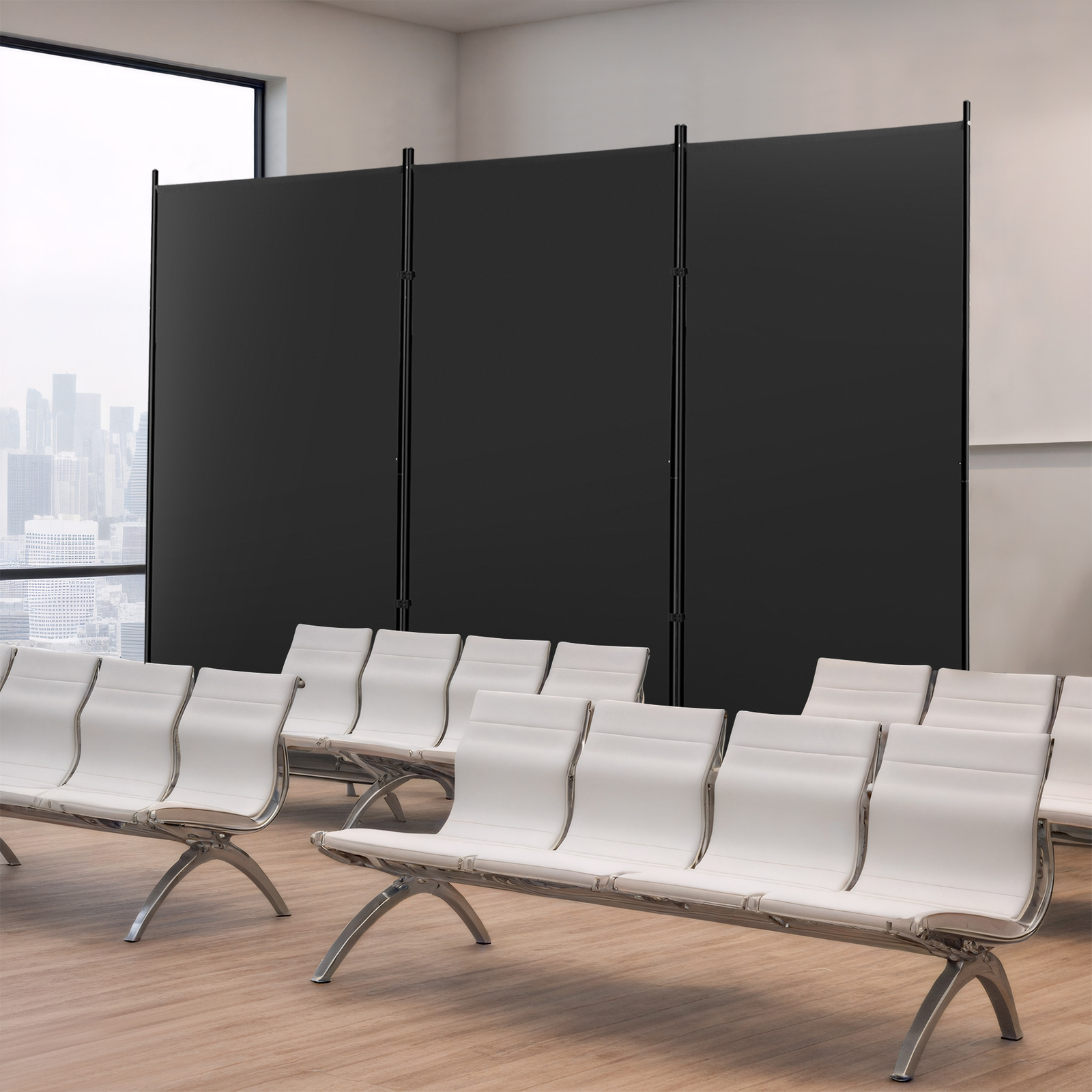3 Panel Room Divider 6 FT Tall Folding Privacy Screens Partition Separator Black