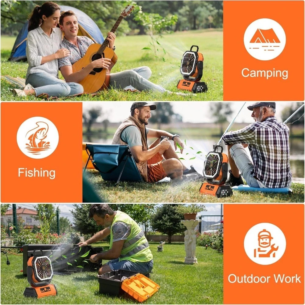 Camping Fan 40000mAh Solar Rechargeable LED Light USB Power Bank Portable New