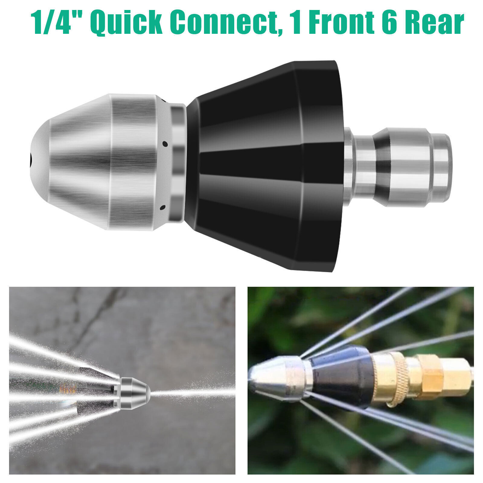 Sewer Cleaning Tool High-pressure Nozzle 5000psi Pipe Cleaner 1/4″ Connector USA