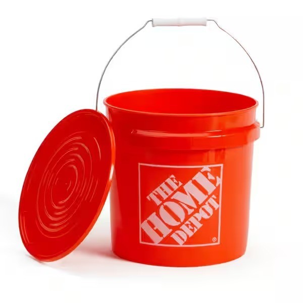 3 Qty 2 Gallon Orange Paint Buckets Heavy Duty Plastic Mixing Pail w Handle