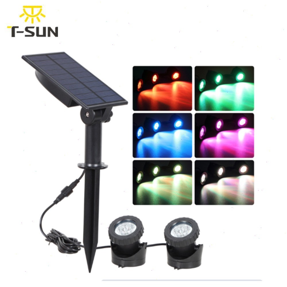 T-SUN 2 IN 1 Solar Pond Lights RGB Outdoor Landscape Underwater Fountain Lamps
