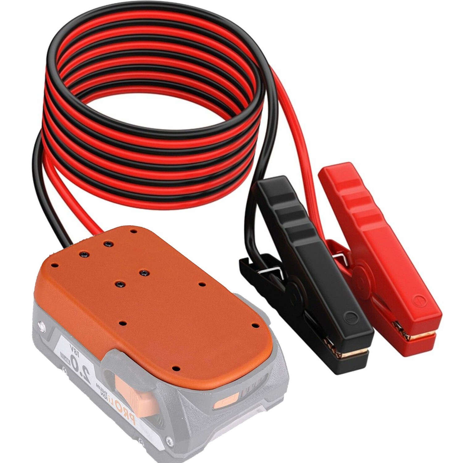Jumper Starter For Ridgid 18V Battery Adapter with 6FT 12AWG Jumper Cable Clamp