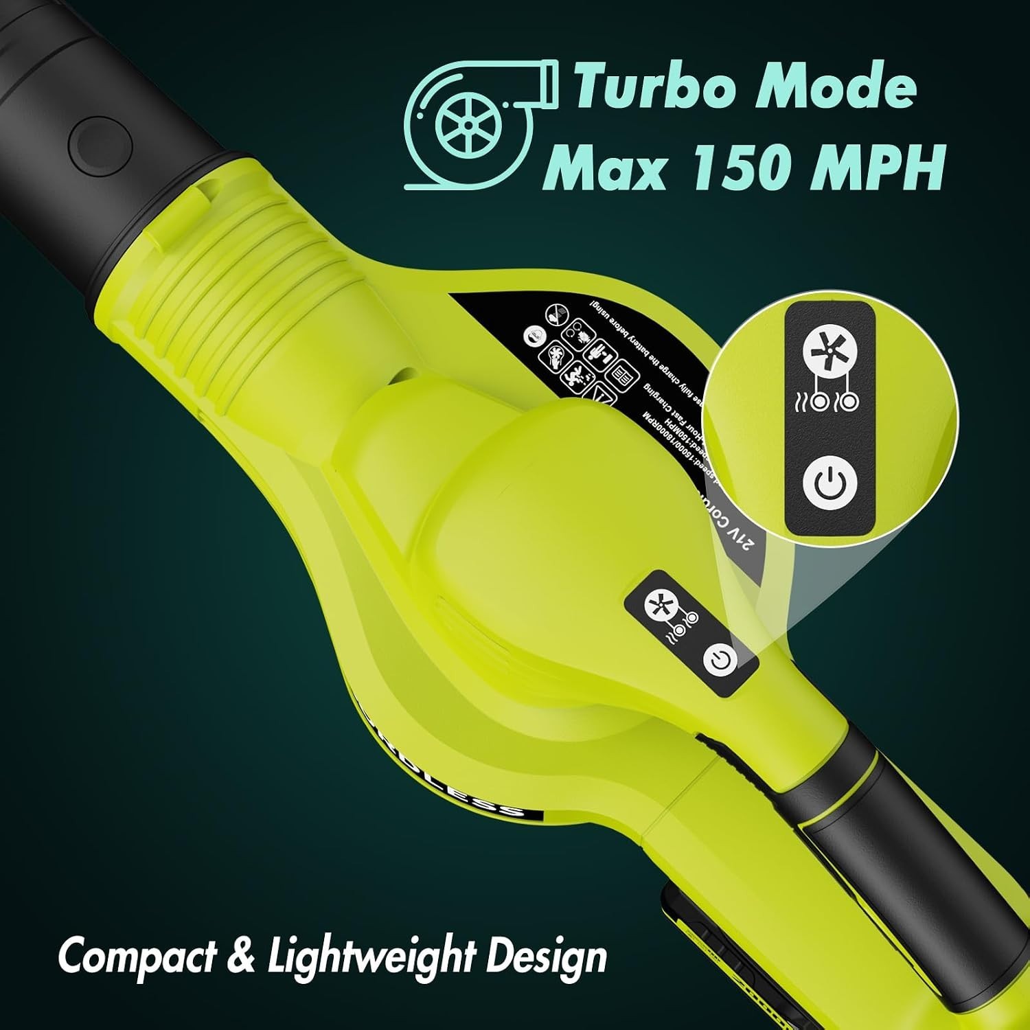 Powerful Rechargeable Leaf Blower, 150MPH Turbo Speed – 2.0Ah Batteries Included