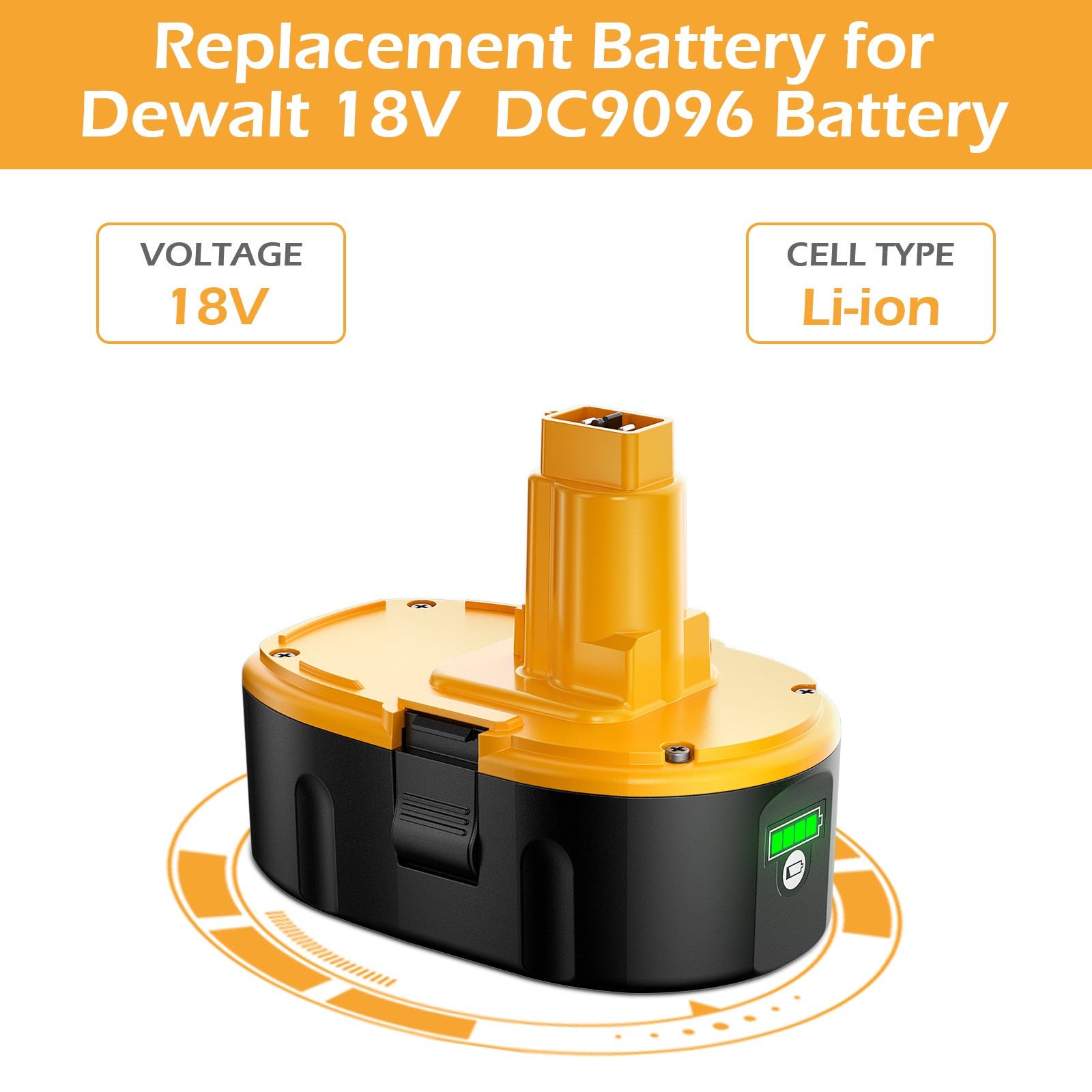 1~8PACK 8.0Ah 18V For Dewalt 18 VOLT DC9096 DC9098 Li-ion Battery DC9096-2 NEW