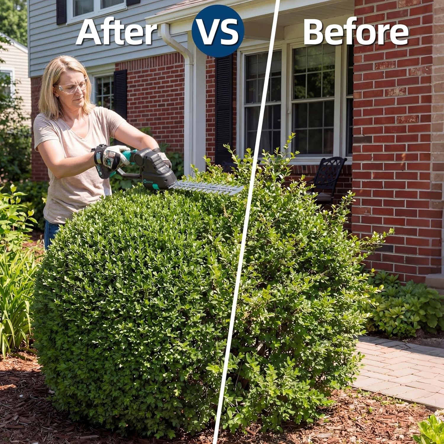 2-in-1 Cordless Hedge Trimmer 20V Battery Handheld Shrub Trimmer & Grass Shear