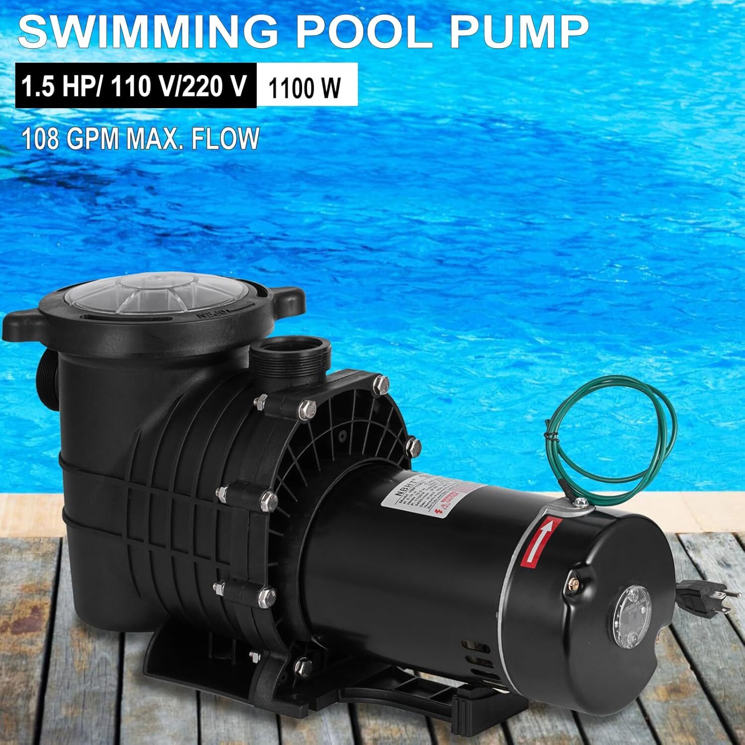 1.5HP Hayward In/Above Ground Swimming Pool Pump w/ Motor Strainer Filter Basket