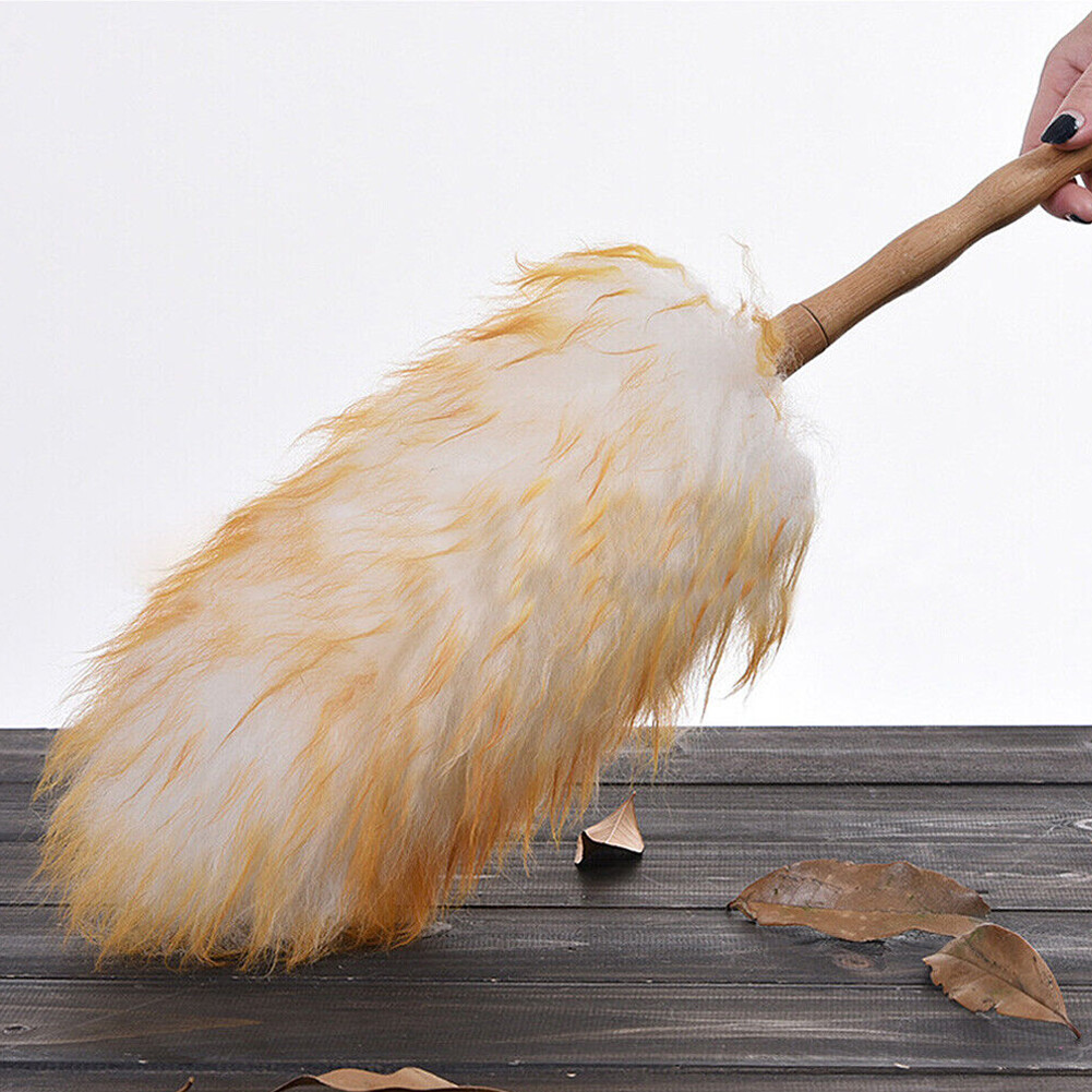 50CM Household Wool Lambswool Feather Brush Duster Dust Cleaning Wood Handle