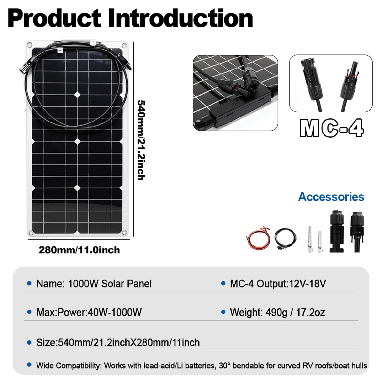 2000W Solar Charging Kit 2 x1000W High-Efficiency Panels + Y-Cable Home/OutdooGP