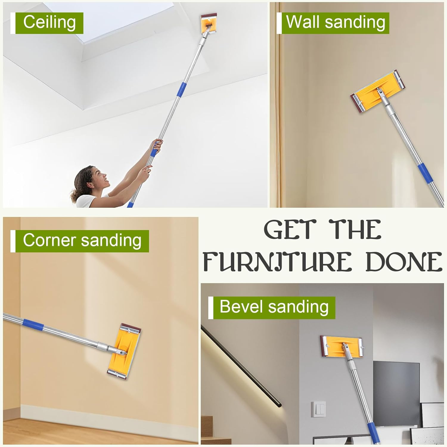 Pole Sander for Drywall,Sanding Pole,31-74-Inch Manual Hand Drywall Sander with