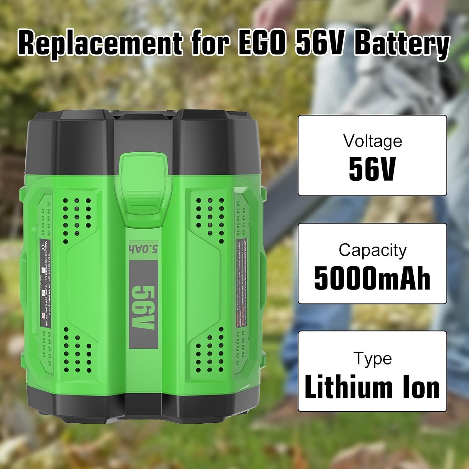 56V 5.0Ah LI-ION Battery / Charger For EGO Power+ 56volt BA1400T BA4200 BA2800