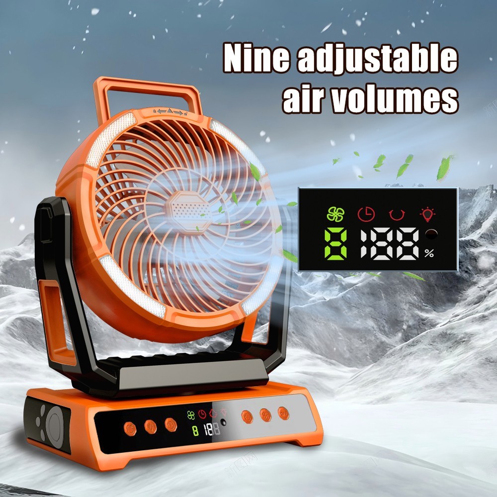 20000mAh Camping Fan Rechargeable Portable Fan with Remote LED Lights & 4 Speeds