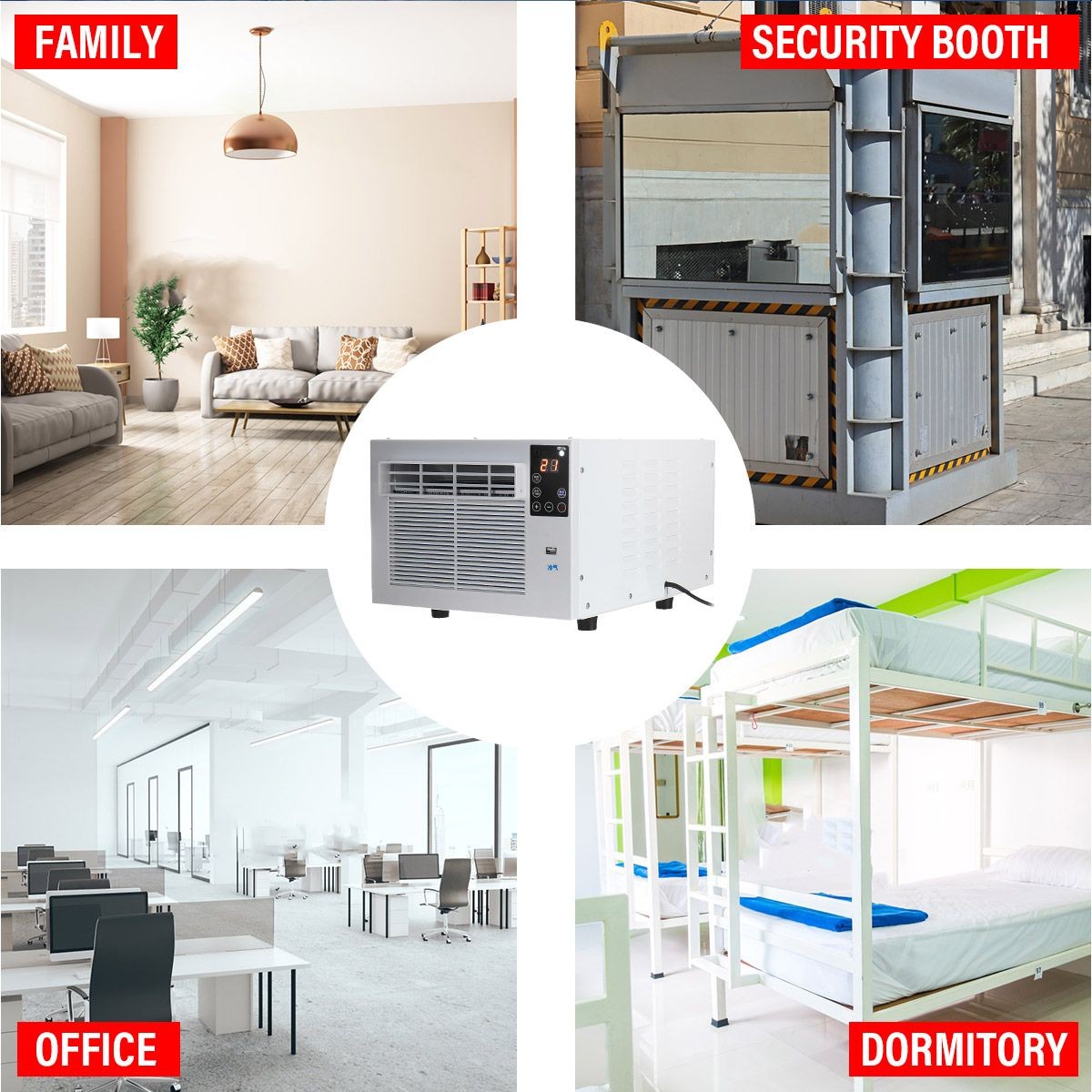 1100W Portable Window Refrigerated Air Conditioner Cold & Heat With Timer Remote