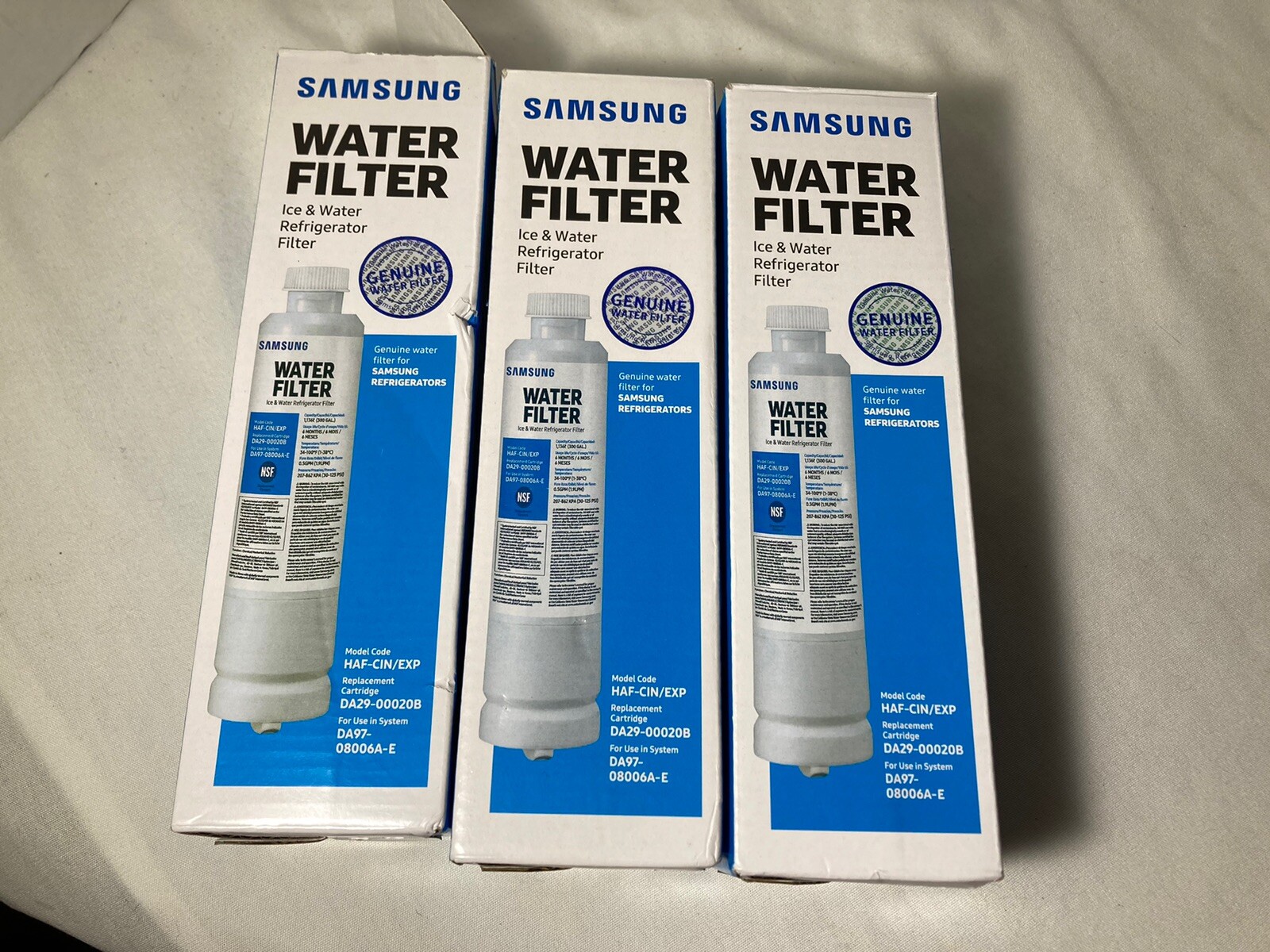 Lot of 3 Samsung DA29-00020B Refrigerator Water & Ice Filters New Open Box