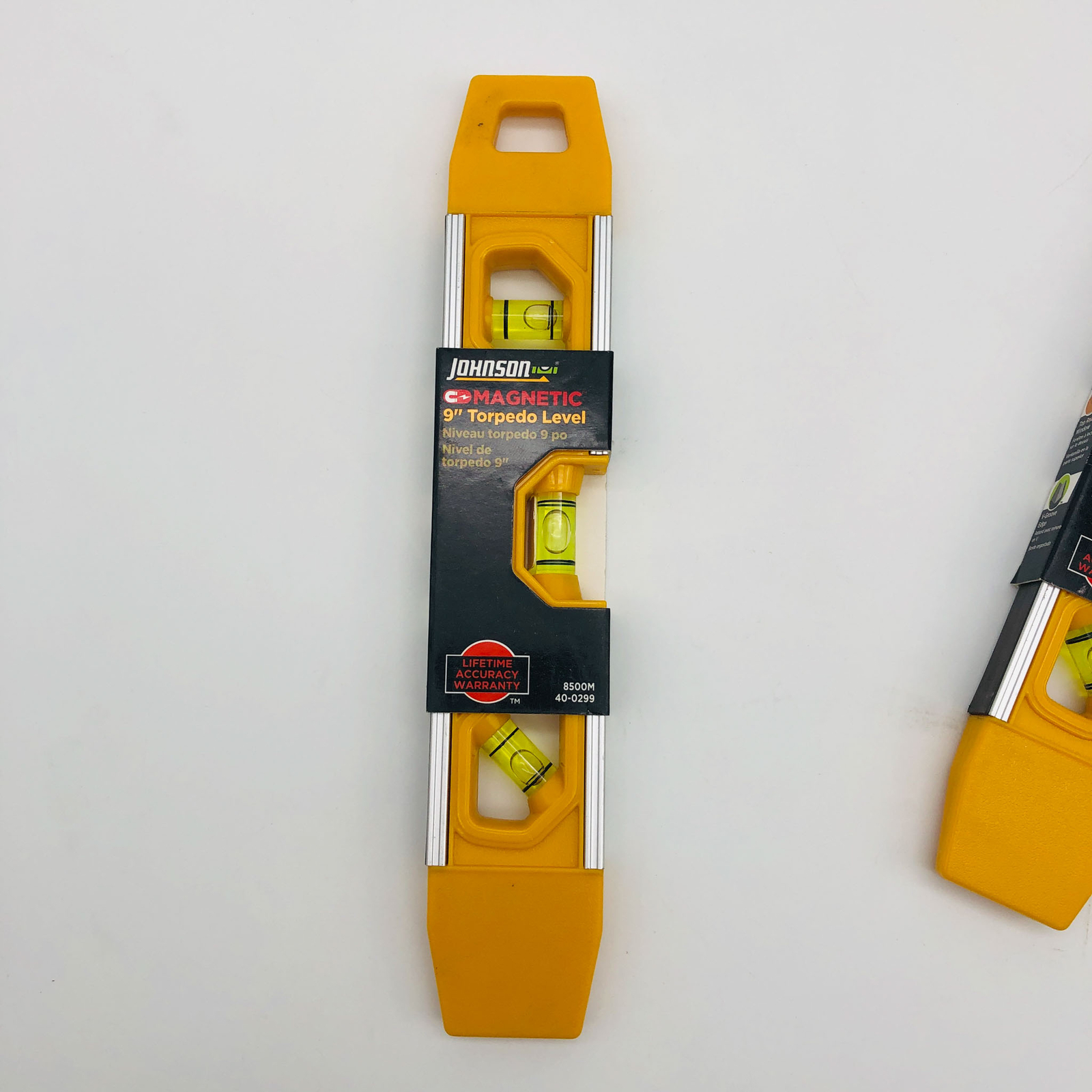 2x Johnson 8500M Torpedo Level Magnetic Aluminum 9″ Yellow 2 Levels Per Order