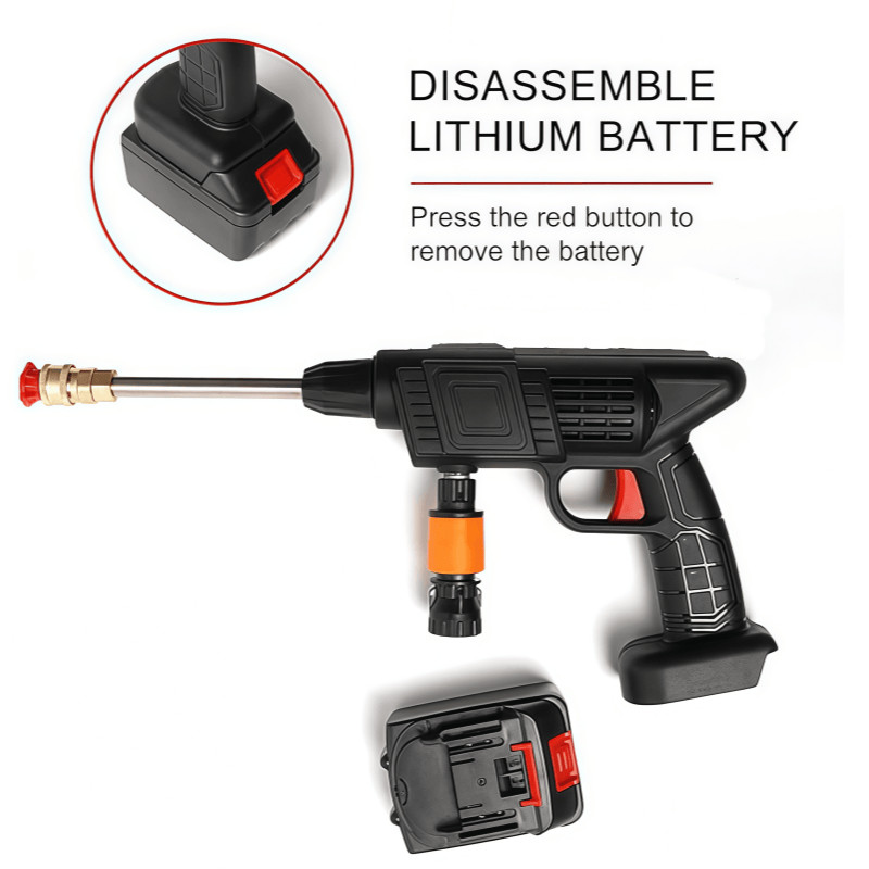 21V Portable Cordless Pressure Washer with 1 Battery Car Washer Full Kit