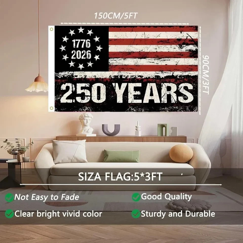 250 Years America Flag, 3X5 Ft, USA 250Th Anniversary Patriotic Design,1776-2026
