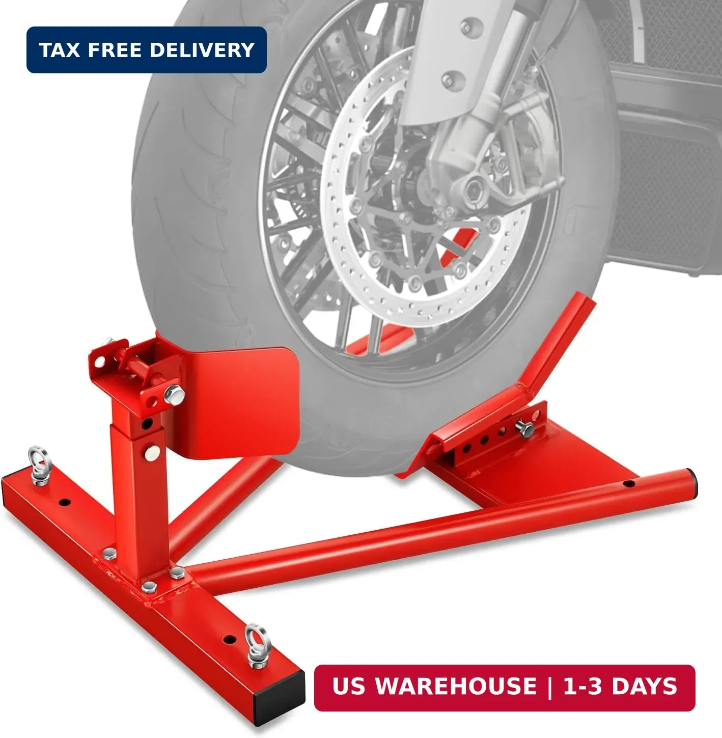 DNA Motoring Motorcycle Wheel Chock, Adjustable Wheel Stand for 15″-22″ Wheels,