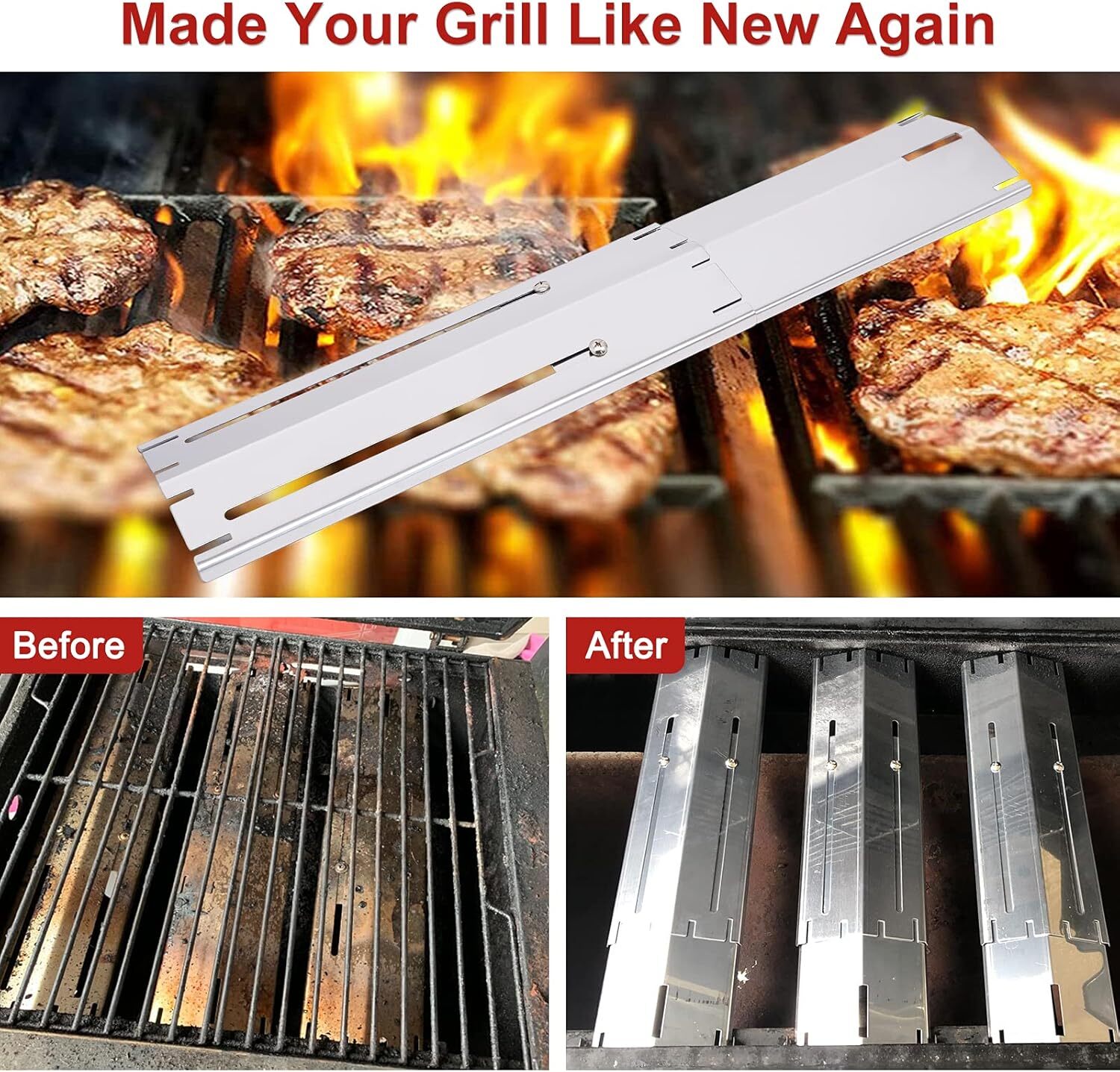 Universal Adjustable Grill Heat Plates/Heat Tents/Heat Deflectors, 4 Pack