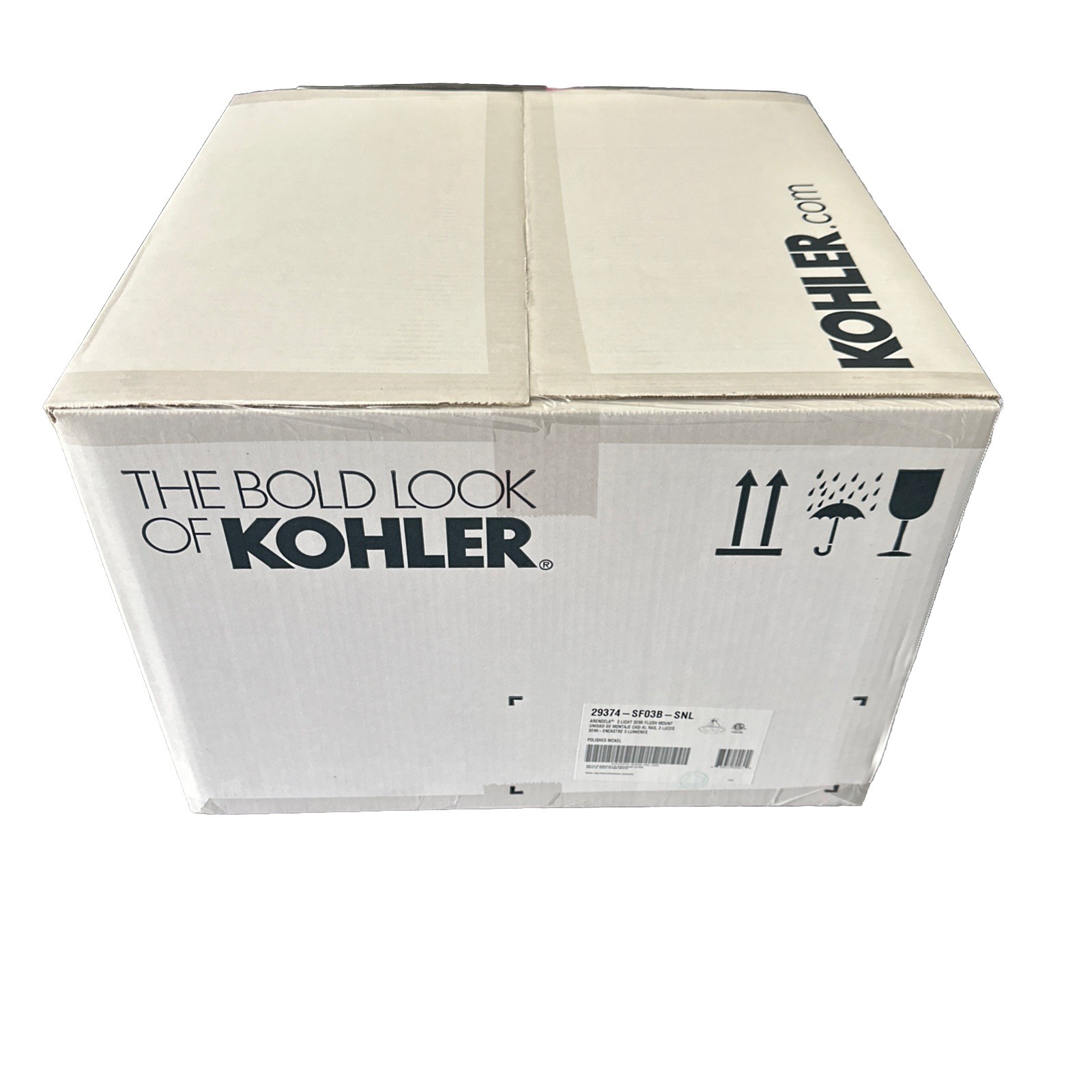 Kohler 29374-SF03B-SNL Arendela 15-1/2” 3 Light Semi Flush Mount Polished Nickel